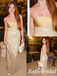 Gold Strapless Beaded Sequin Mermaid Formal Prom Dress with Pearl Details, PD01256
