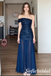 Navy Blue One Shoulder Sequin Chiffon Floor Length Formal Evening Dress, PD01258