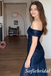 Navy Blue One Shoulder Sequin Chiffon Floor Length Formal Evening Dress, PD01258
