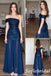 Navy Blue One Shoulder Sequin Chiffon Floor Length Formal Evening Dress, PD01258