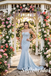 Elegant Light Blue Sequin Mermaid Prom Dress, Strapless Corset Beaded Formal Gown for Women, PD01260
