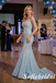 Elegant Light Blue Sequin Mermaid Prom Dress, Strapless Corset Beaded Formal Gown for Women, PD01260