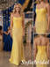 Shiny Sunflower Yellow Strapless Corset Prom Dress, Satin Beaded Mermaid Formal Gown, PD01261