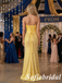 Shiny Sunflower Yellow Strapless Corset Prom Dress, Satin Beaded Mermaid Formal Gown, PD01261