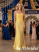 Shiny Sunflower Yellow Strapless Corset Prom Dress, Satin Beaded Mermaid Formal Gown, PD01261