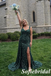 Sparkly Emerald Green Sequin Mermaid Slit Formal Evening Gown Spaghetti Straps Party Dress, PD01263