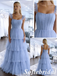 Elegant Tulle Square Tiered Corset Formal Evening Gown Ruffle Strap Backless Party Dress, PD01264