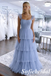 Elegant Tulle Square Tiered Corset Formal Evening Gown Ruffle Strap Backless Party Dress, PD01264