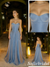 Elegant Dusty Blue Satin Strapless Sweetheart Formal Gown, Corset A Line Maxi Dress, PD01267