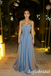 Elegant Dusty Blue Satin Strapless Sweetheart Formal Gown, Corset A Line Maxi Dress, PD01267