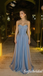 Elegant Dusty Blue Satin Strapless Sweetheart Formal Gown, Corset A Line Maxi Dress, PD01267