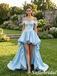 Chic Satin Off The Shoulder High Low Formal Gown for Prom & Weddings, PD01270