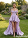 Chic Satin Off The Shoulder High Low Formal Gown for Prom & Weddings, PD01270