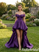 Chic Satin Off The Shoulder High Low Formal Gown for Prom & Weddings, PD01270