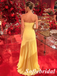 Yellow Strapless Ruched Chiffon Mermaid Prom Dress | Elegant Formal Evening Gown, PD01273