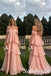 Pink Off The Shoulder Tiered Ruffle Prom Dress A Line Long Formal Evening Gown, PD01278
