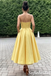 Spaghetti Strap Sweetheart Satin Midi Prom Dress A-Line Formal Bridesmaid Gown, PD01283