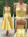 Spaghetti Strap Sweetheart Satin Midi Prom Dress A-Line Formal Bridesmaid Gown, PD01283