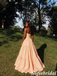 Peach Strapless Ruched Tiered A-Line Prom Dress Long Formal Evening Gown, PD01281