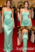 Mint Green Strapless Ruched Satin Mermaid Prom Dress Long Formal Evening Gown, PD01282