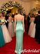 Mint Green Strapless Ruched Satin Mermaid Prom Dress Long Formal Evening Gown, PD01282