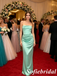 Mint Green Strapless Ruched Satin Mermaid Prom Dress Long Formal Evening Gown, PD01282