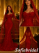Red Sparkly Beaded Mermaid Wedding Dress With Floral Bodice And Veil, PD01286