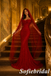 Red Sparkly Beaded Mermaid Wedding Dress With Floral Bodice And Veil, PD01286