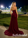 Sparkly Burgundy Glitter Corset Prom Dress Mermaid Formal Gown With Slit, PD1293