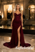Sparkly Burgundy Glitter Corset Prom Dress Mermaid Formal Gown With Slit, PD1293