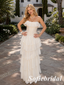 Ivory Strapless Tiered Chiffon Prom Dress for Wedding Guest, PD1295