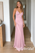 Blush Pink Satin Lace Slip Dress Formal Evening Maxi Gown, PD1296