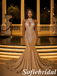 Gold Sparkly Beaded Halter Mermaid Prom Dress Cutout Back Formal Evening Gown, PD1299