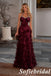 Luxury Burgundy Silk Satin Halter Backless Mermaid Prom Dress Rhinestone Detail 3D Flowers, PD1312