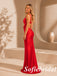 Luxury Red Satin Mermaid Evening Gown Front Cutout Bow Open Back, PD1313