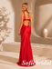 Luxury Red Satin Mermaid Evening Gown Front Cutout Bow Open Back, PD1313