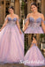 Romantic Pink Lavender Off Shoulder Floral Tulle Ball Gown, PD1323