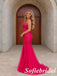 Stunning Hot Pink Sequin Spaghetti Straps Open Back Mermaid Gown with High Slit , PD1326