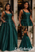 Elegant Dark Green Satin Scoop Neck Ball Gown With Bows And Pockets, PD1328