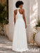 Chic White Halter Pleated Long Formal Evening Dress, PD1331