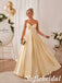 Romantic Pale Yellow Satin Strapless Ball Gown With Back Bow, PD1329