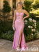 Glamorous Pink Beaded Strapless Mermaid Dress With High Slit, PD1327