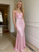 Sexy Soft Satin Spaghetti Straps Sleeveless Mermaid Maxi Prom Dress/Graduation Dresses With Sequin, PD01191
