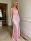 Sexy Soft Satin Spaghetti Straps Sleeveless Mermaid Maxi Prom Dress/Graduation Dresses With Sequin, PD01191