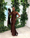 Elegant Brown Tulle And Soft Satin V-Neck Sleeveless Mermaid Floor Length Bridesmaid Dresses, SFWG00522