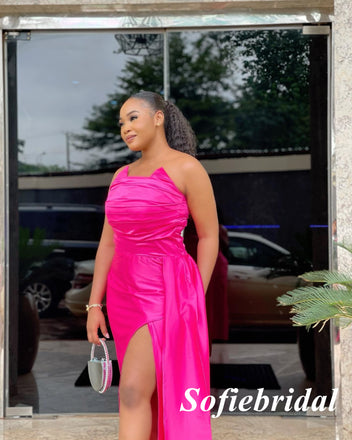 Sexy Satin Sweetheart Sleeveless Side Slit Mermaid Long Prom Dresses, PD0920