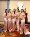 Sexy Soft Satin Msmatched Mermaid Floor Length Bridesmaid Dresses, SFWG00506