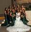 Sexy Dark-Green Soft Satin Sweetheart V-Neck Mermaid Floor Length Bridesmaid Dresses, SFWG00572