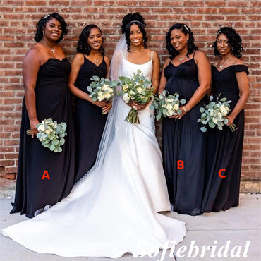 Mismatched Sexy Soft Satin Sleeveless A-Line Floor Length Bridesmaid Dresses, SFWG00544