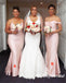 Mismatched Sexy Blushing Pink Soft Satin Sleeveless Mermaid Floor Length Bridesmaid Dresses, SFWG00539